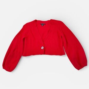 Banana Republic Red Wide Puff  Sleeve Wool Cashmere Cardigan Sweater MEDIUM